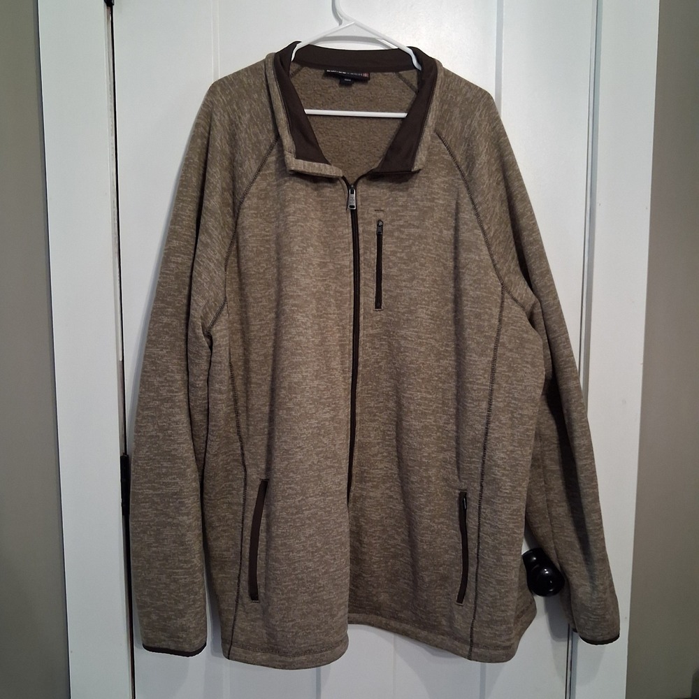 Swiss Tech Full Zip Fleece Mens 3XL Khaki Heathered Outdoor Warm Gorpcore Layer